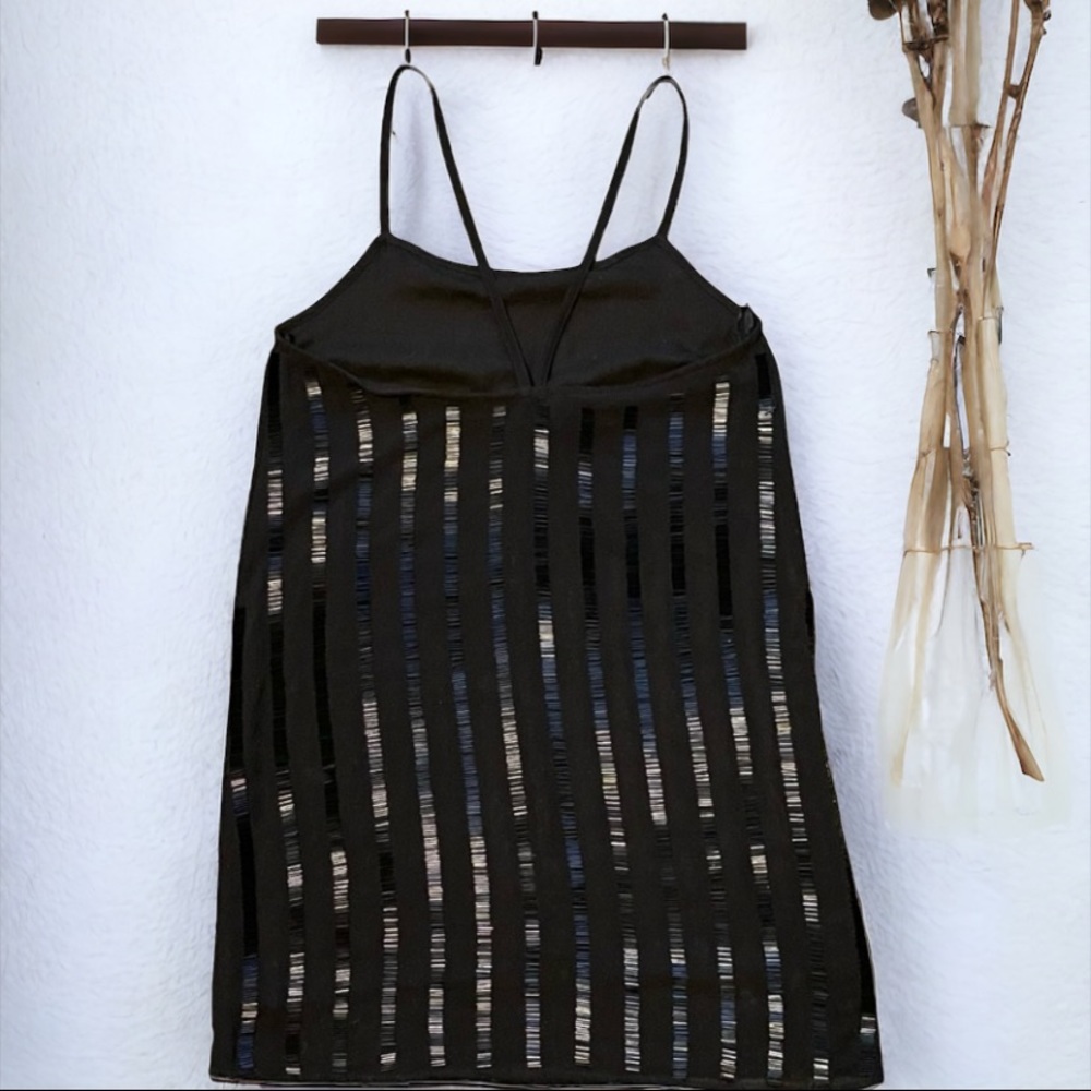MANGO BLACK SEQUIN SLIP MINI DRESS SIZE 2 - Picture 2 of 7